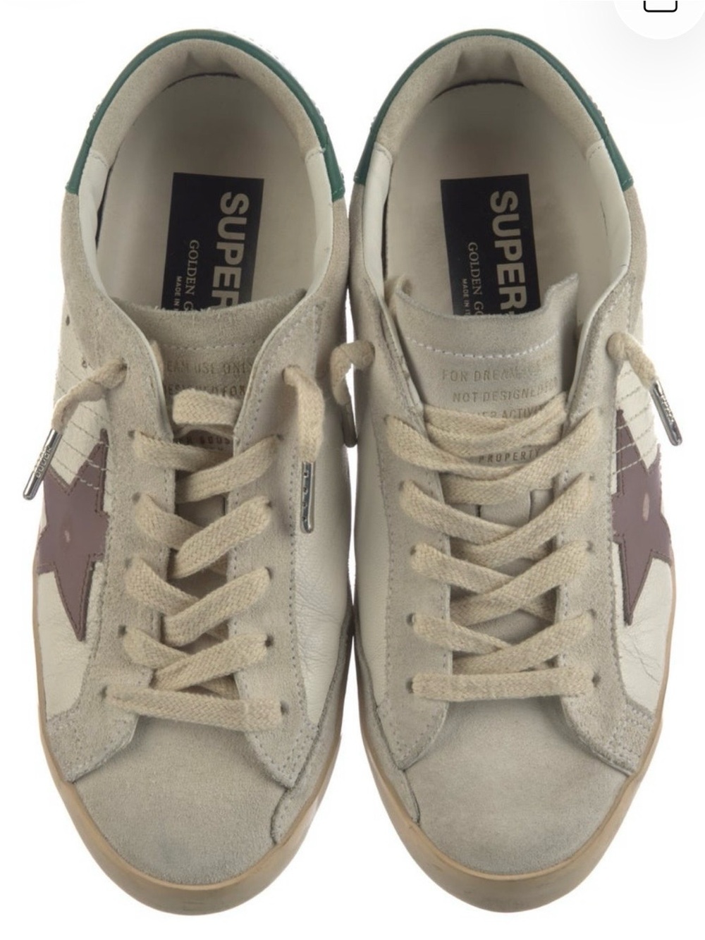 Golden Goose Beige Suede & Leather Sneakers with Brown Star Accent